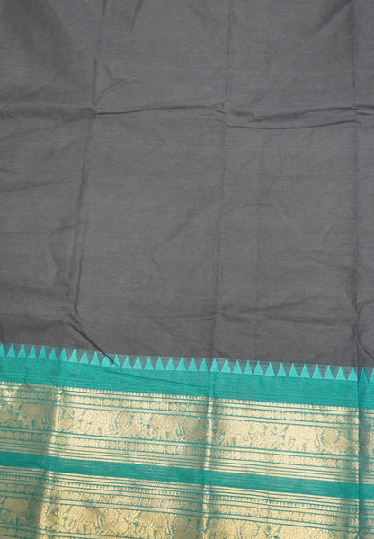 Chettinad Cotton Saree- Black with Contrast Border