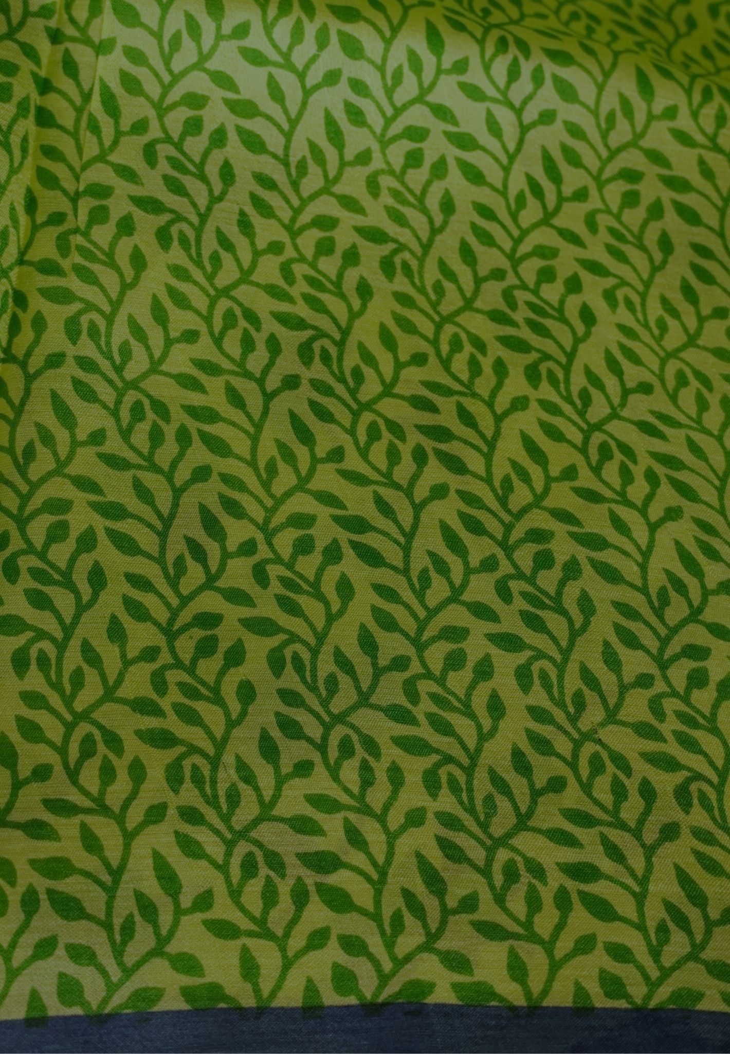 Pure Tussar Saree-Flourscent Green in Floral Pattern