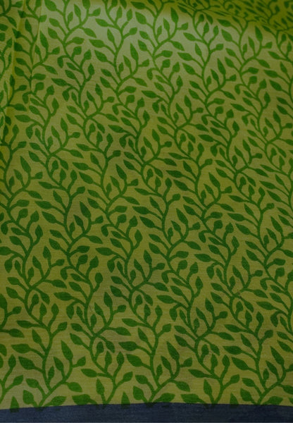 Pure Tussar Saree-Flourscent Green in Floral Pattern