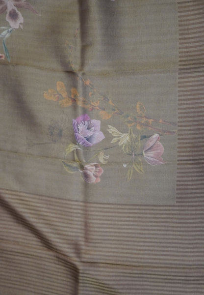Semi Tissue Silk Saree-Mehndi Brown