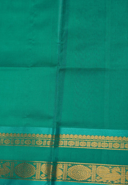 Pure Silk Cotton Saree-MS Blue in Golden Zari Checks with Contrast Border