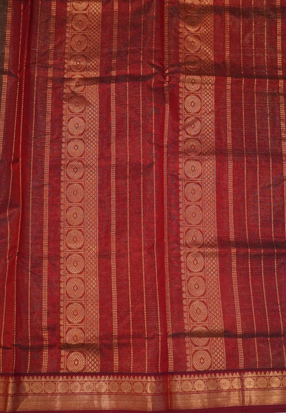 Pure Silk Cotton Saree-Green with Contrast Border in Vairaoosi