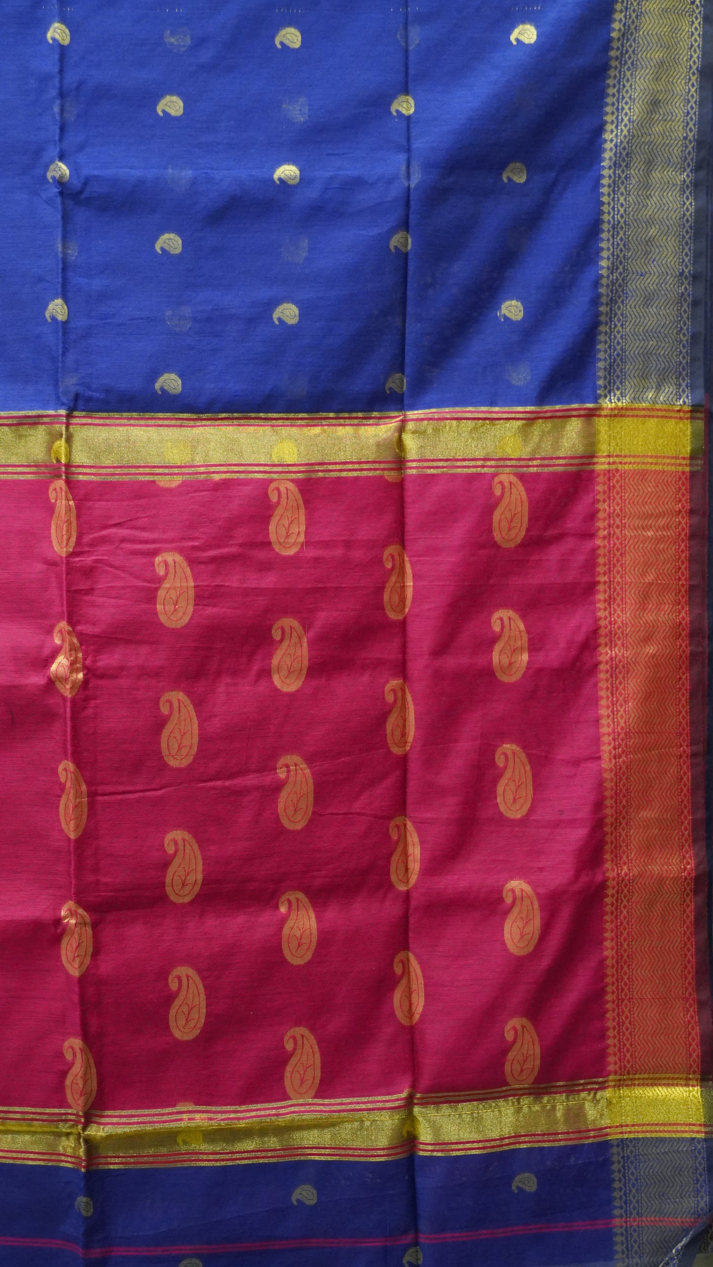 Maheswari Cotton Saree Manga Butta-Ink Blue