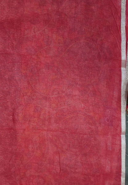 Pure Linen Saree - Kalamkari Brown