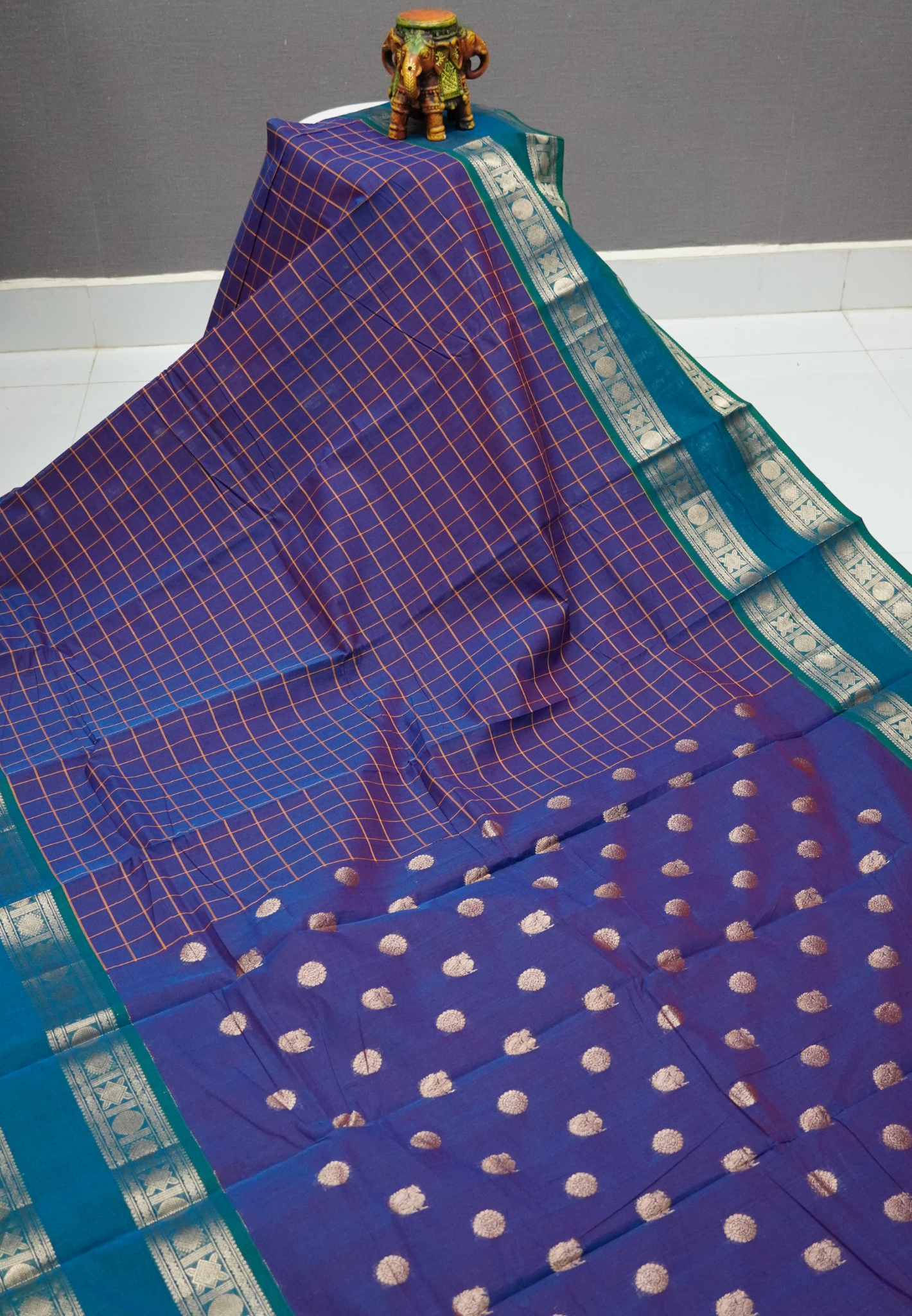 Chettinadu Cotton Saree-Bluish Purple