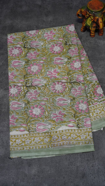 Mul Mul Cotton Saree Floral