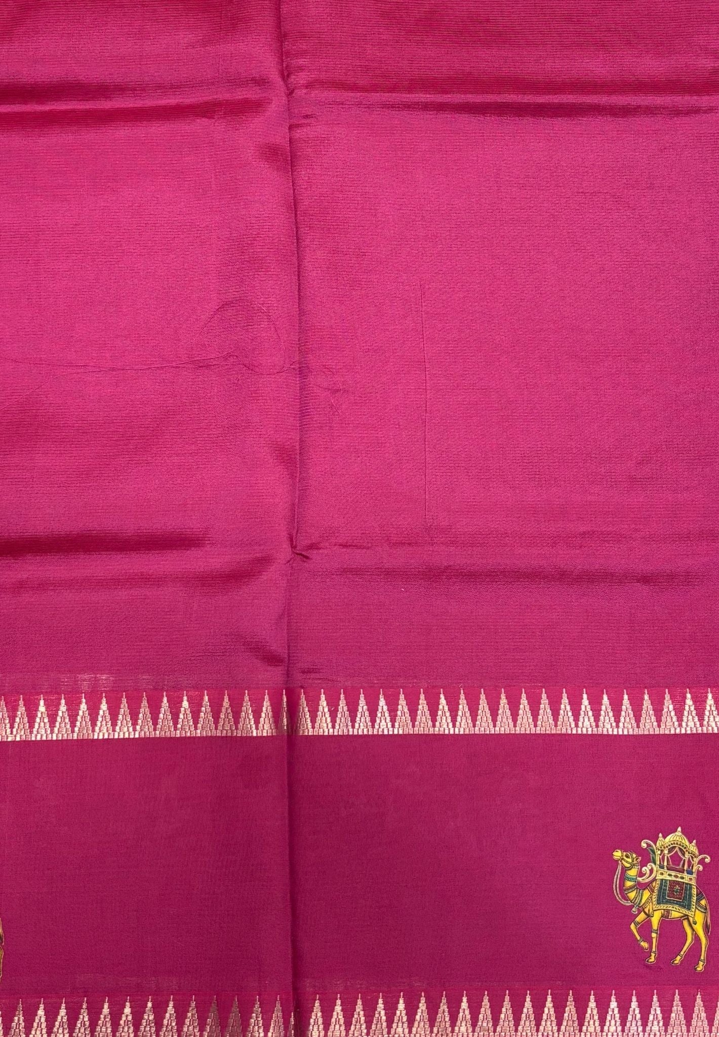 Pure Mangalgiri Silk Saree-Magenta Pink with Tanjore Print
