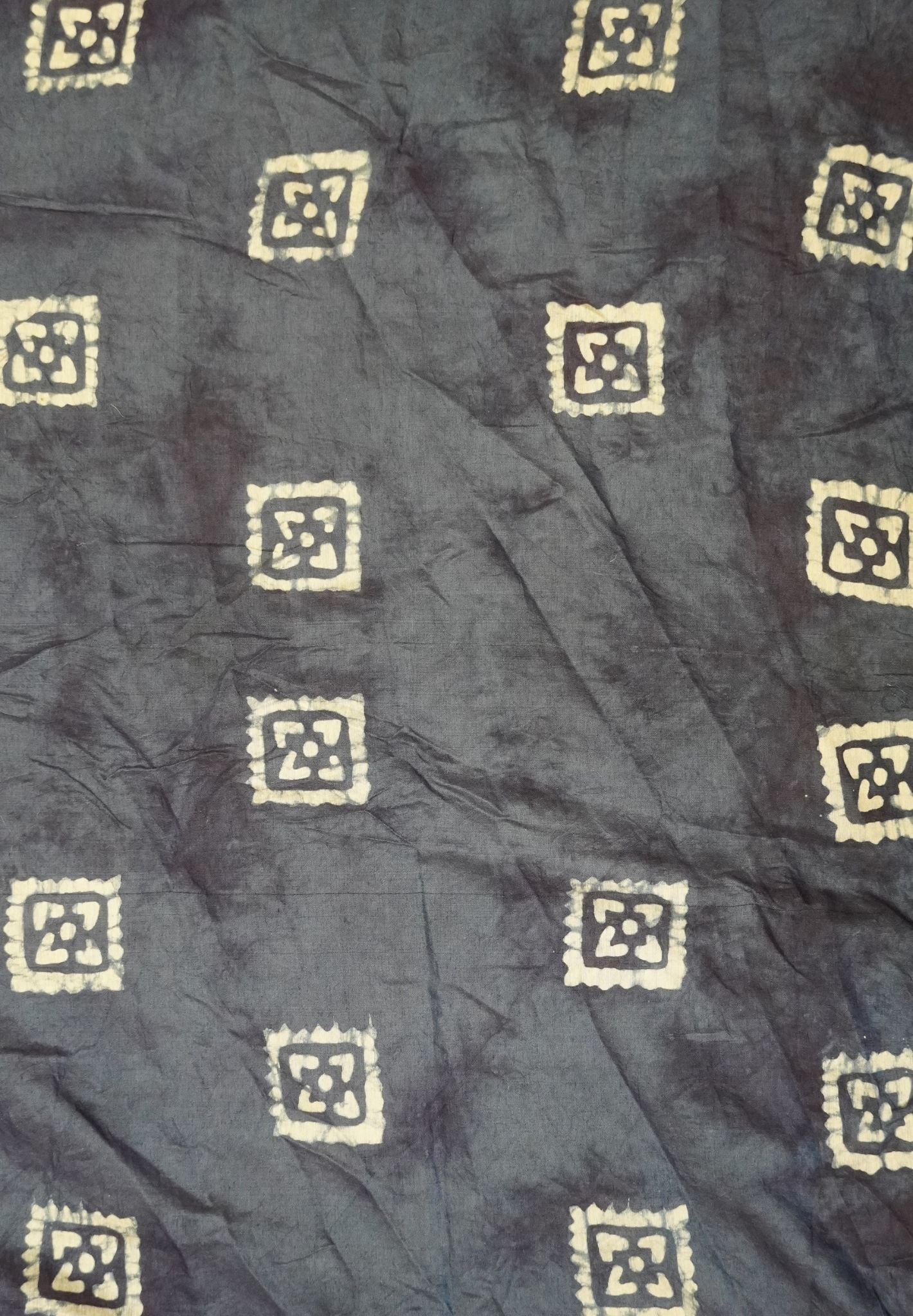 Cotton Saree-Blue with Batik Print