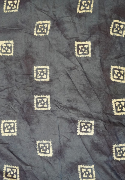 Batik Tussar Saree-Blue with Batik Print