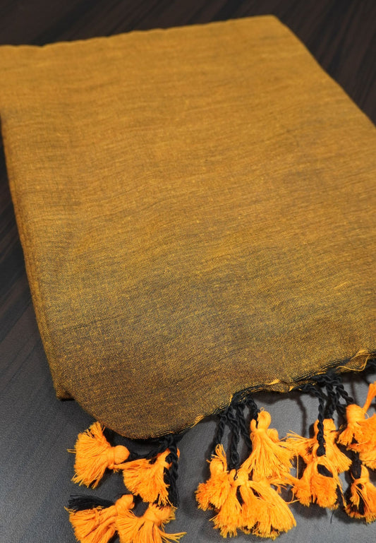 Khadi Cotton Saree - Khaki