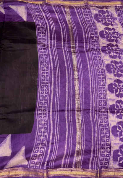 Pure Maheshwari Silk Cotton Saree-Dark Brown