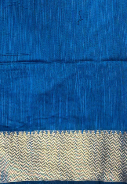 Handloom Cotton Saree-Sulphate Blue In Zigzag Zari Border
