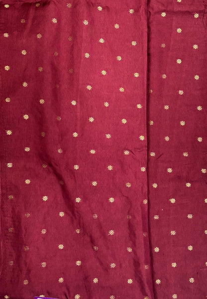 Satin Crepe Saree-Maroon In Komatha Floral Border
