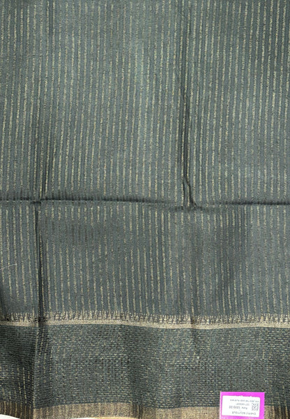 Semi Tussar Saree-Grey with Antique Zari Border