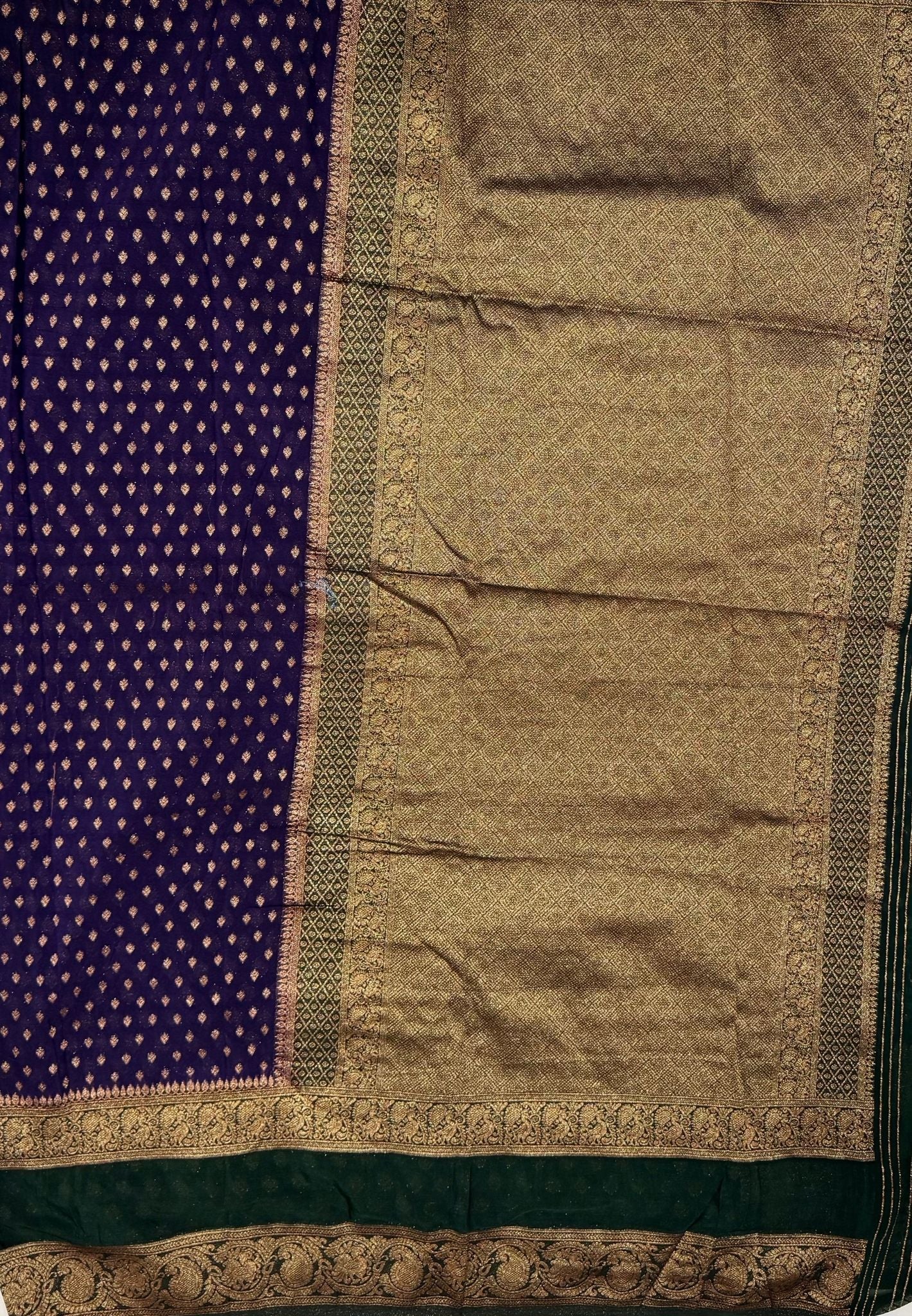 Banarasi Georgette Saree-Blue with Contrast Retapet Border