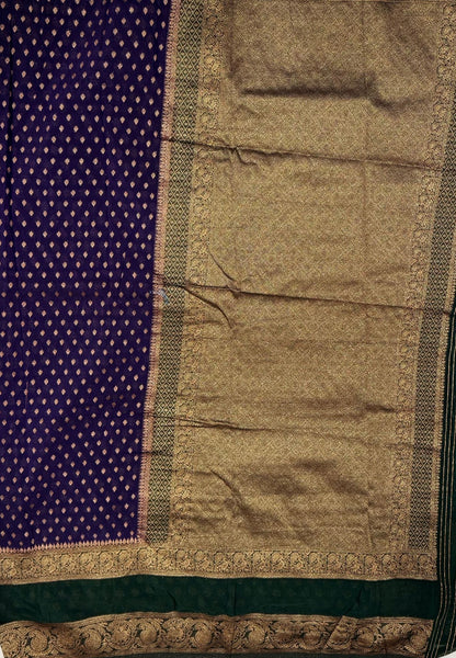 Banarasi Georgette Saree-Blue with Contrast Retapet Border