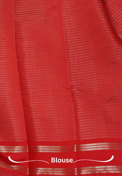 Semi Tussar Saree-Redish Pink in RainDrop Zari with Retapet Border