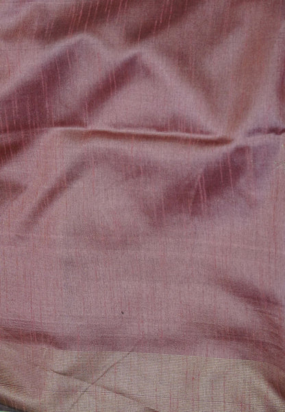 Semi Raw Silk Saree-Pale Orange in Checked Zari