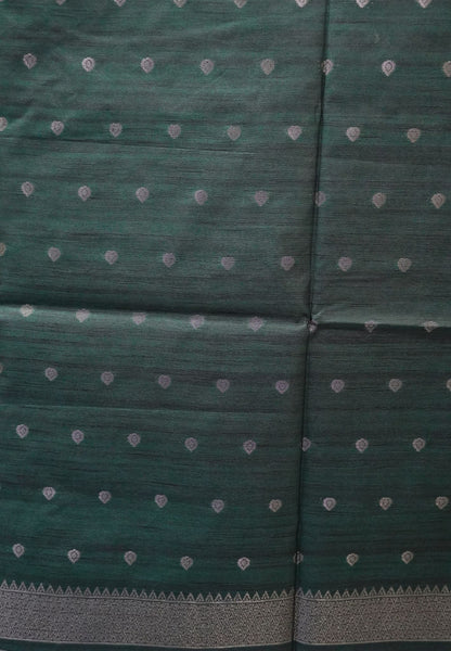Semi Raw Silk Saree-Purple in Antique Silver Zari Butta with Tower Border