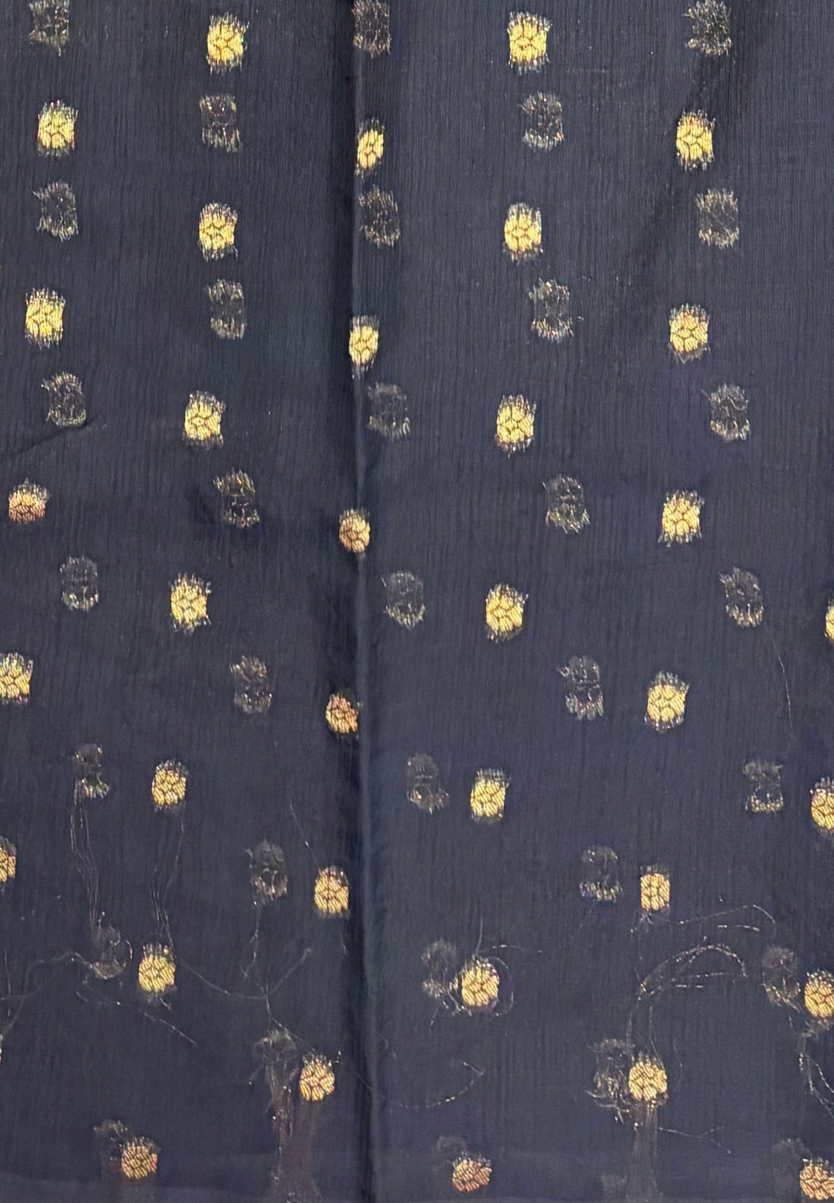 Soft Jute Tussar Saree-Black In Square Check Zari Border