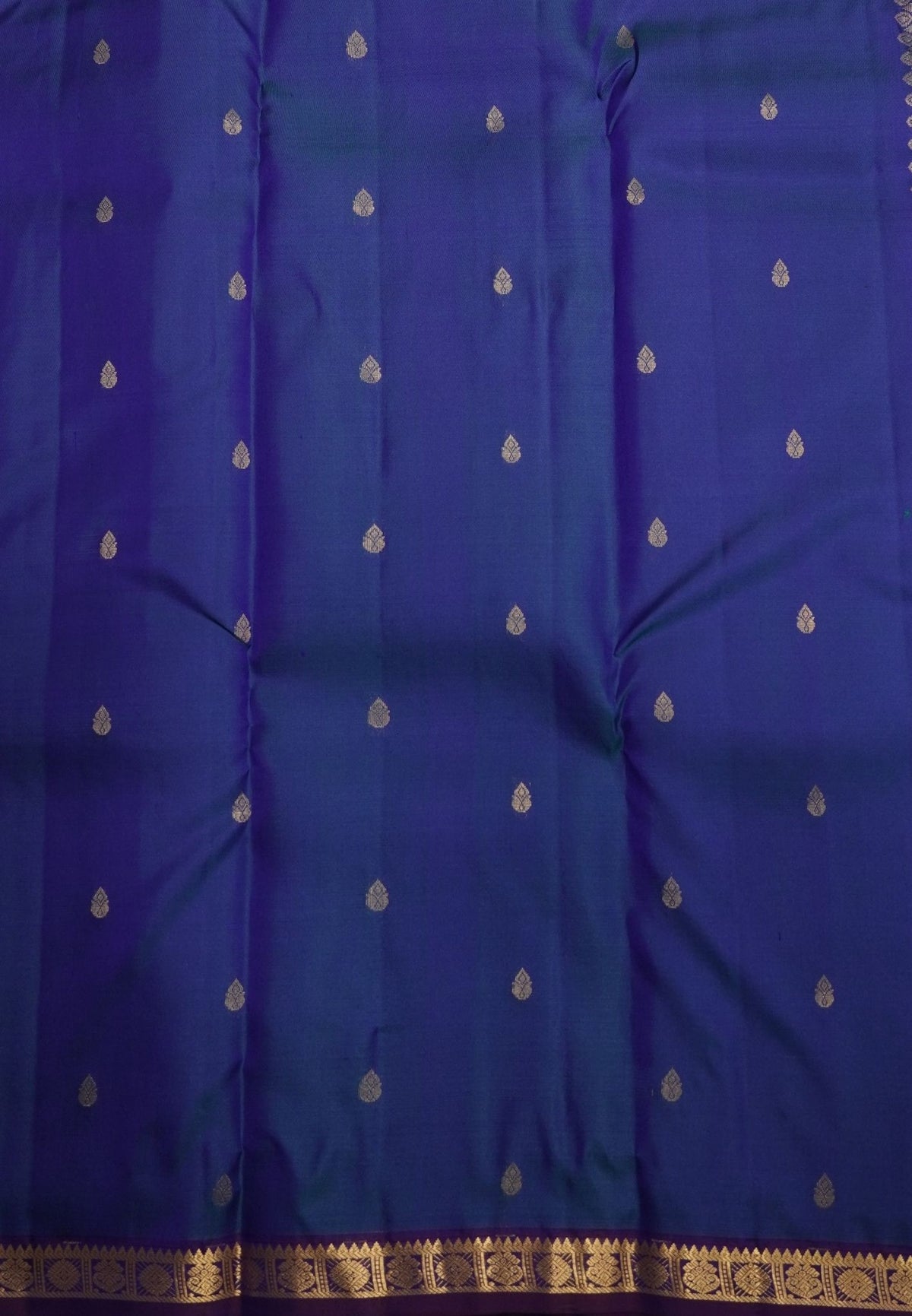 Pure Kanchipuram Silk Saree-Ms Blue with Small Border