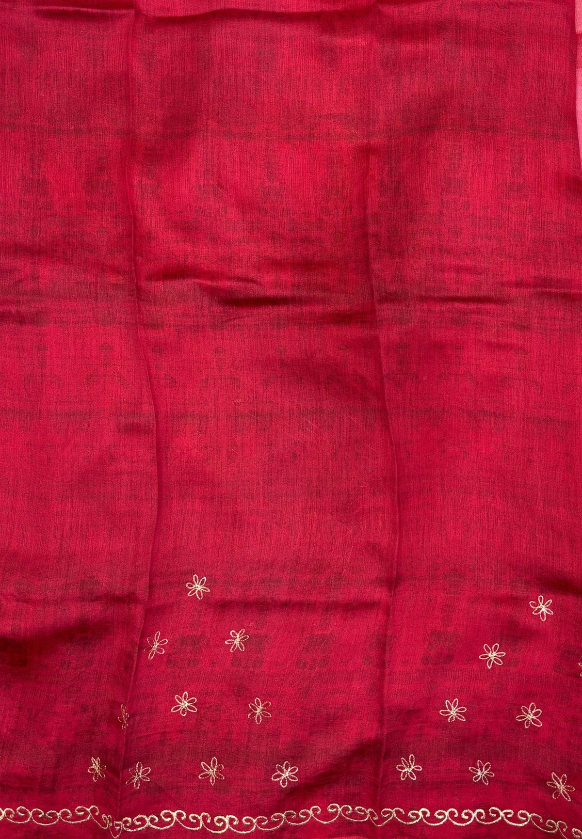 Pure Organza Saree-Dark Pink In Curved Scroll Zari Border
