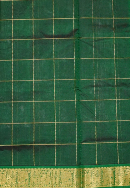 Pure Silk Cotton Saree – Coffee Brown with Buttas in Checked Pattern