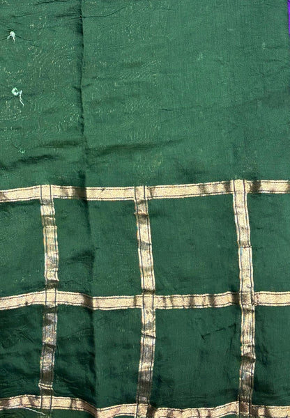 Banarasi Bandeji Saree-Violet in Checked Zari with Contrast Border