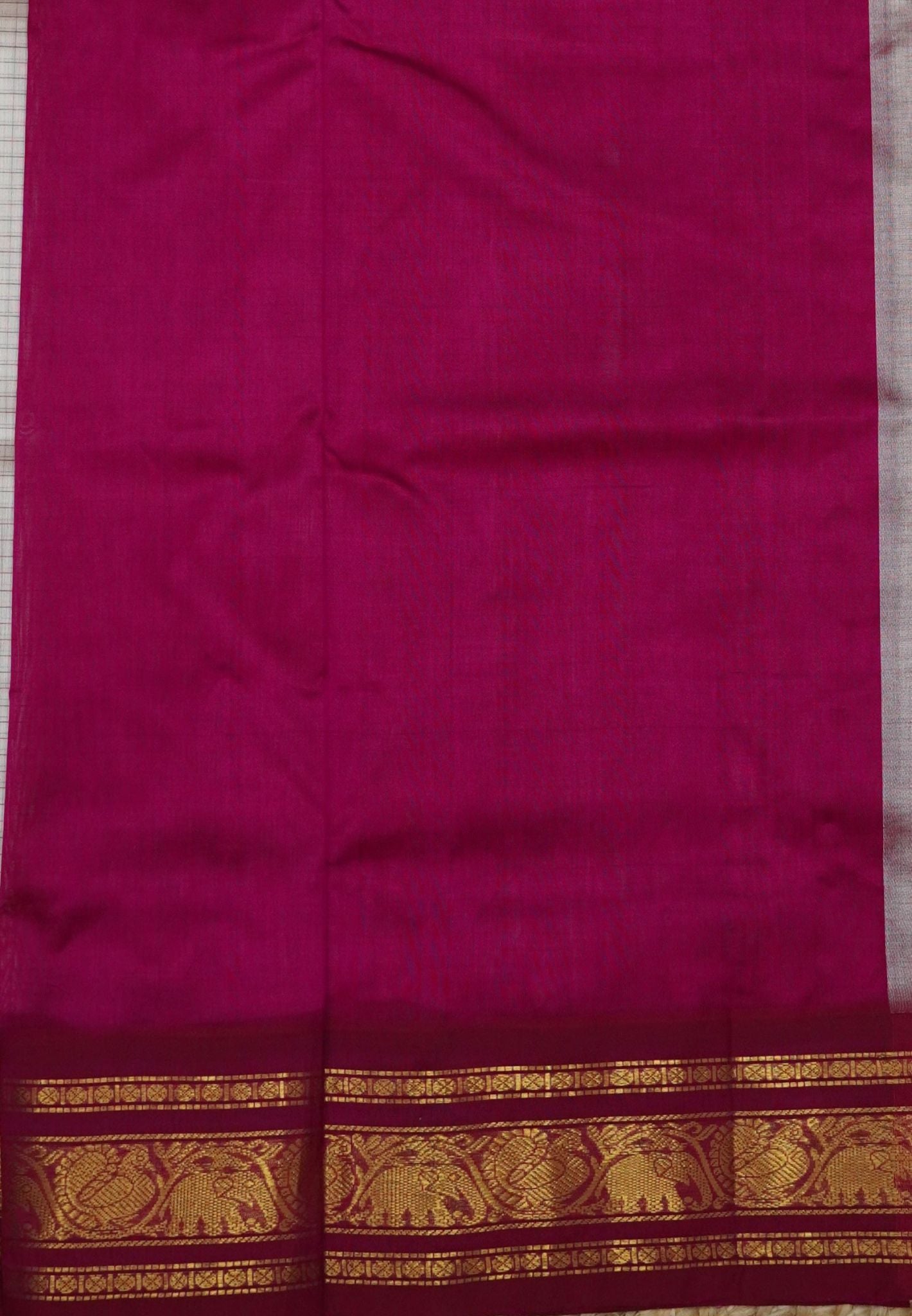 Pure Silk Cotton Saree-Off White in Checks with Annapakshi Zari Border