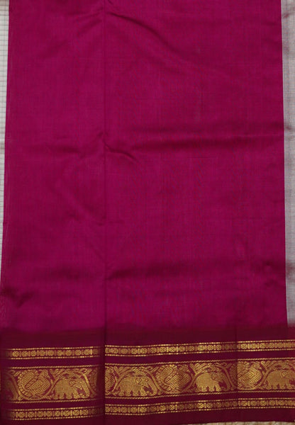 Pure Silk Cotton Saree-Off White in Checks with Annapakshi Zari Border
