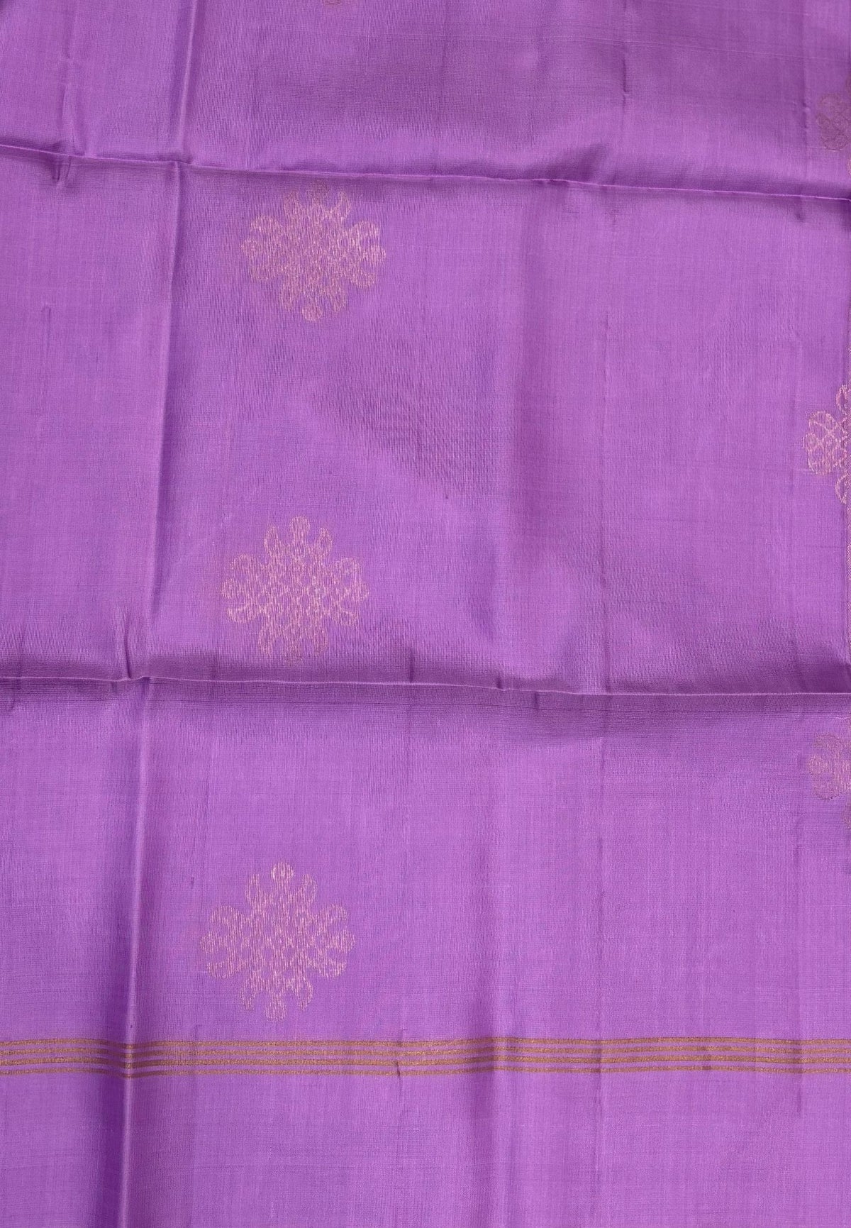 Pure Kanchipuram Silk Saree-Lavender  With Kolam Zari Border