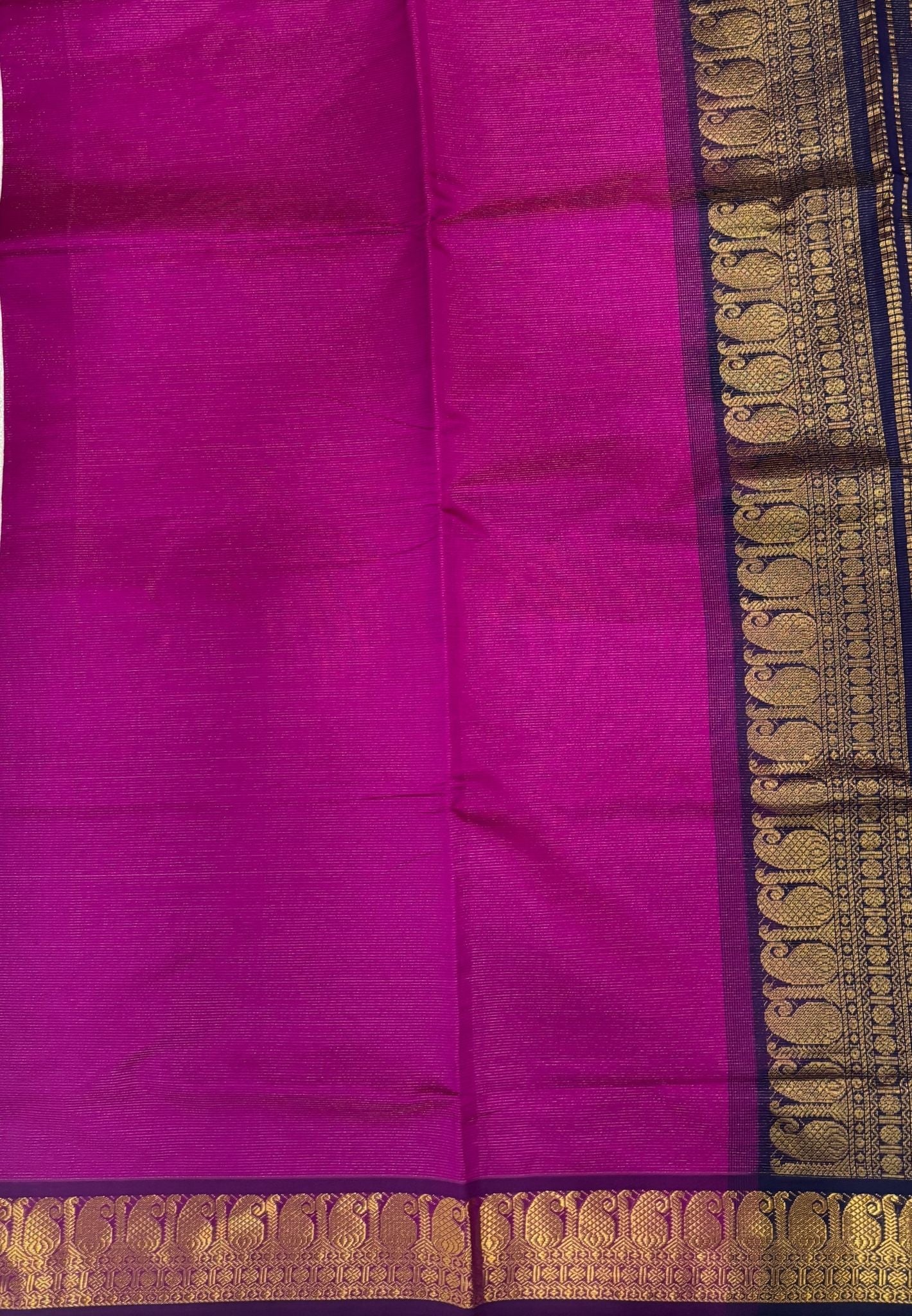 Silk Cotton Saree-Magenta with Contrast Border in Vairaoosi