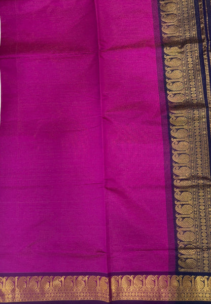 Silk Cotton Saree-Magenta with Contrast Border in Vairaoosi