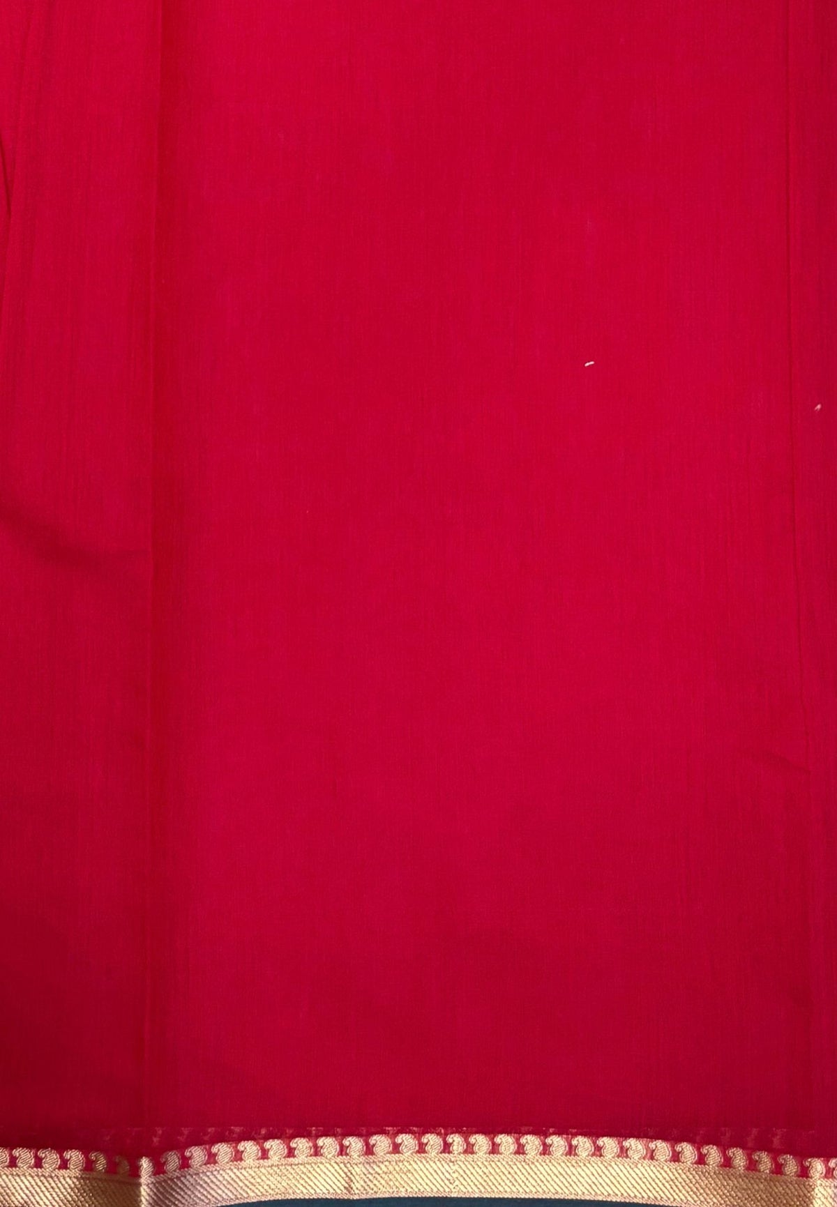 Semi Maheswari Saree-Redish Pink In Multi-Stripe Zari Border