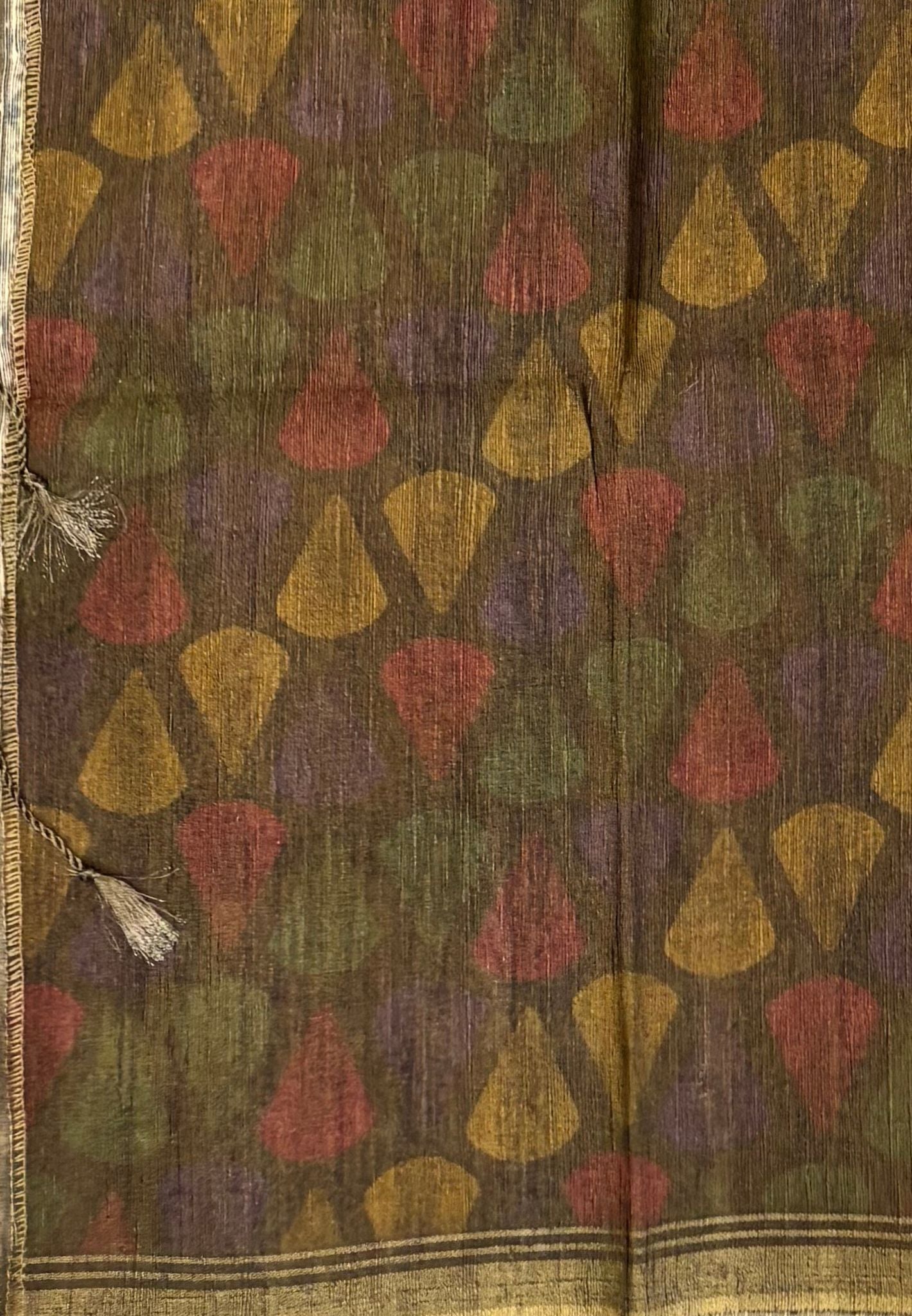 Matka Tussar saree -Mehndi Green