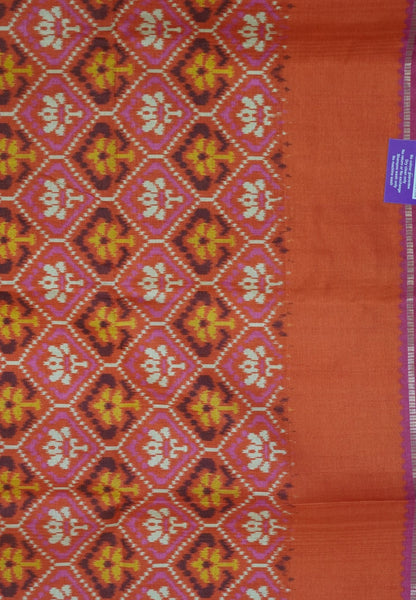Semi Matka Tussar Saree-Pink with Contrast Border and Zari Checks