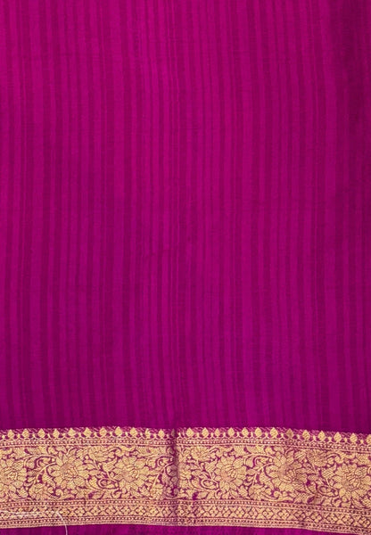 Banarasi Georgette Saree-Purple with Mini Leaf Butta and Zari Border