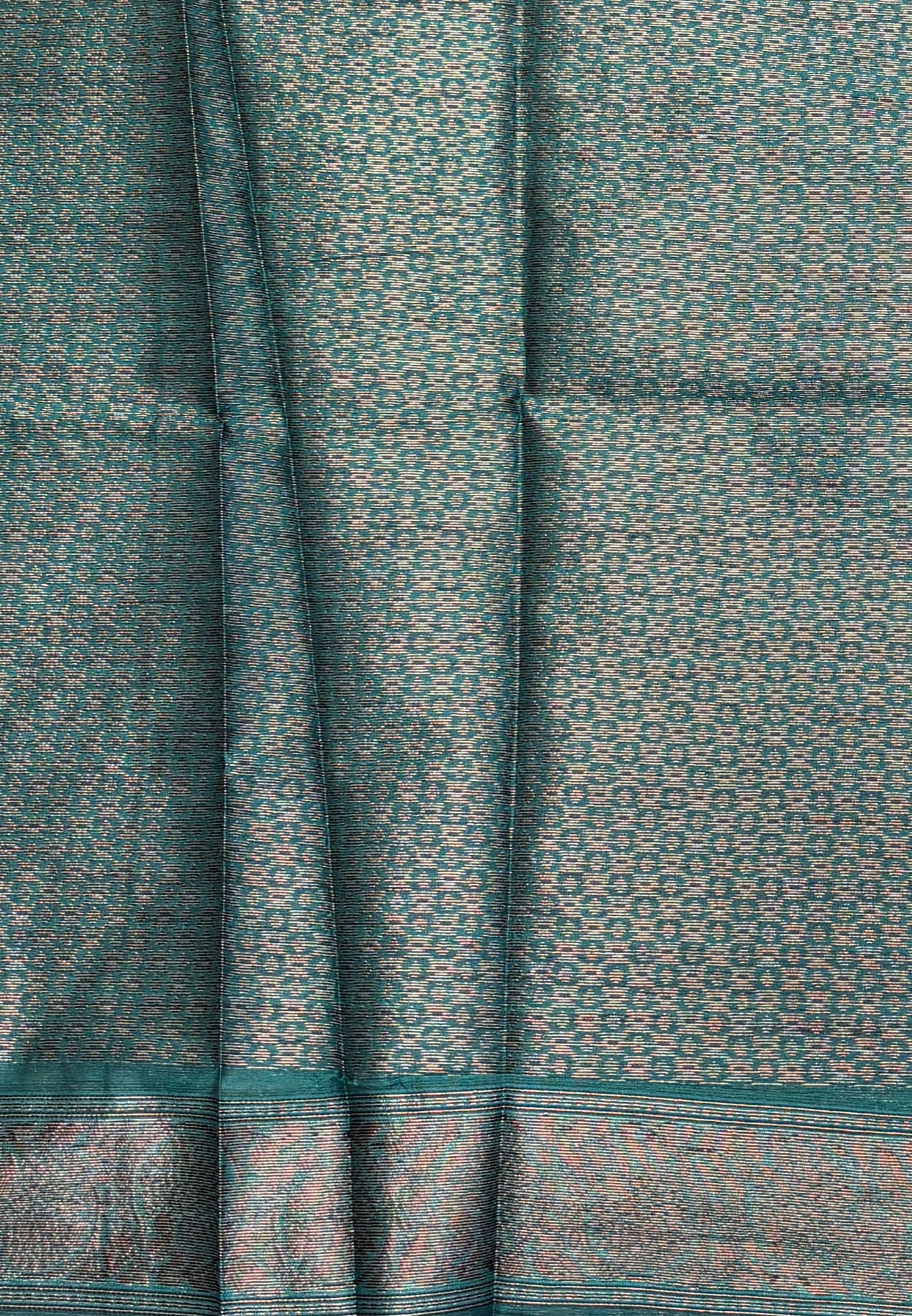 Semi Raw Silk Saree-Blue with Contrast Retapet Border