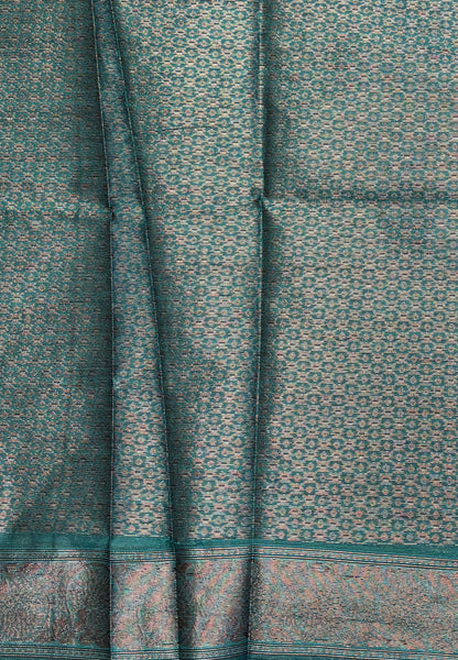 Semi Raw Silk Saree-Blue with Contrast Retapet Border