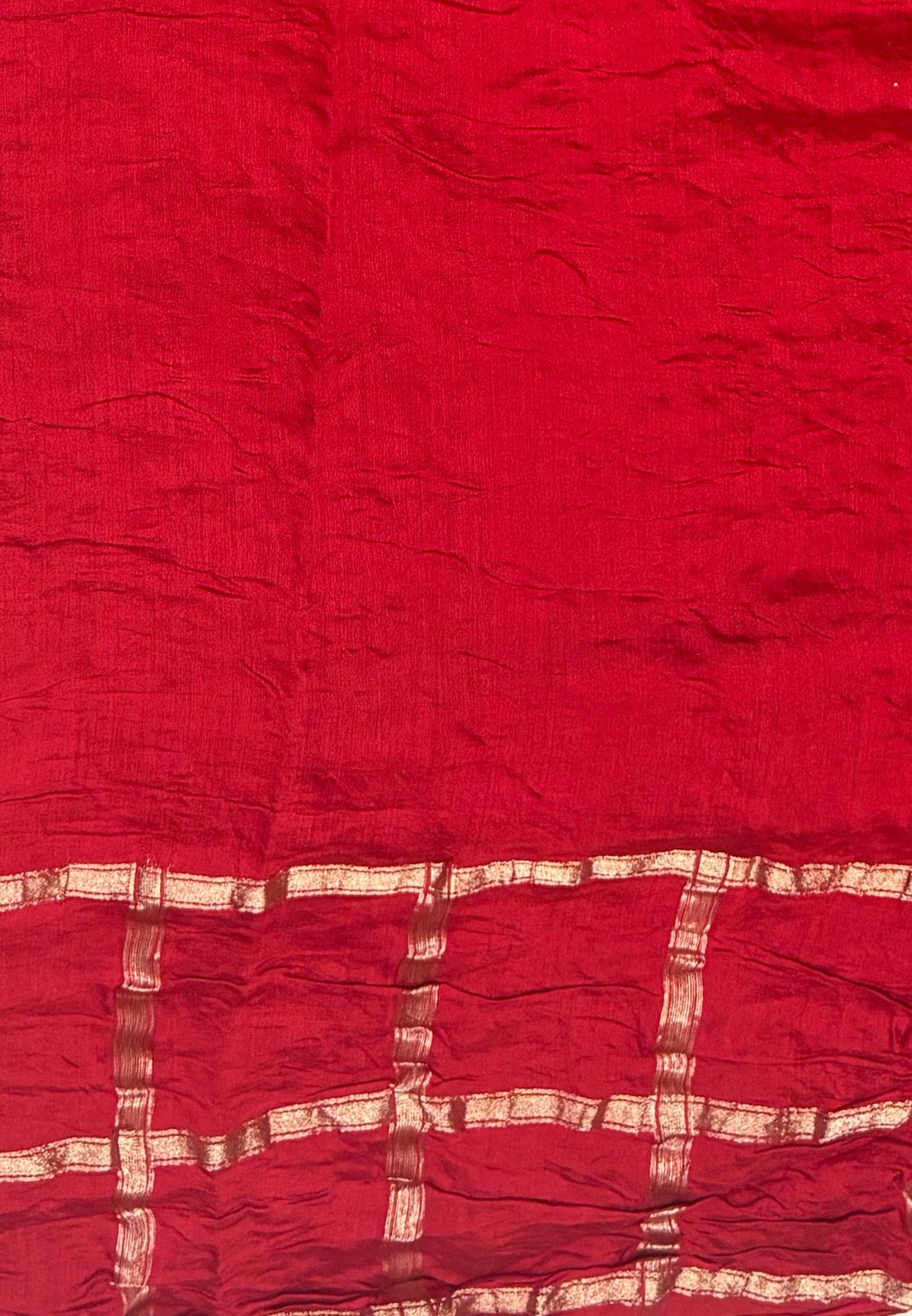Banarasi Bandeji Saree-Navy Blue in Zari Checks with Contrast Border