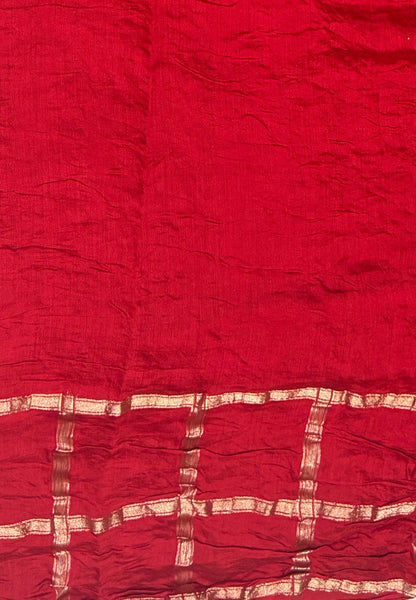 Banarasi Bandeji Saree-Navy Blue in Zari Checks with Contrast Border