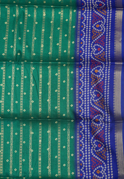 Dola Silk Saree-Ramar Green with Bandhini Print