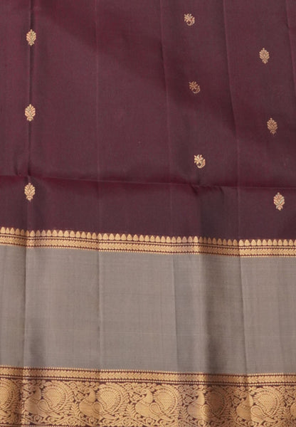 Pure Kanchipuram Silk Saree-Maroon with Contrast Retapet Border