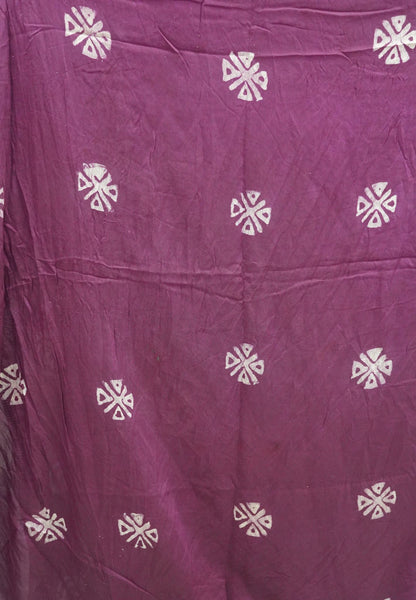 Batick Cotton Saree- Wine with Sequence Work