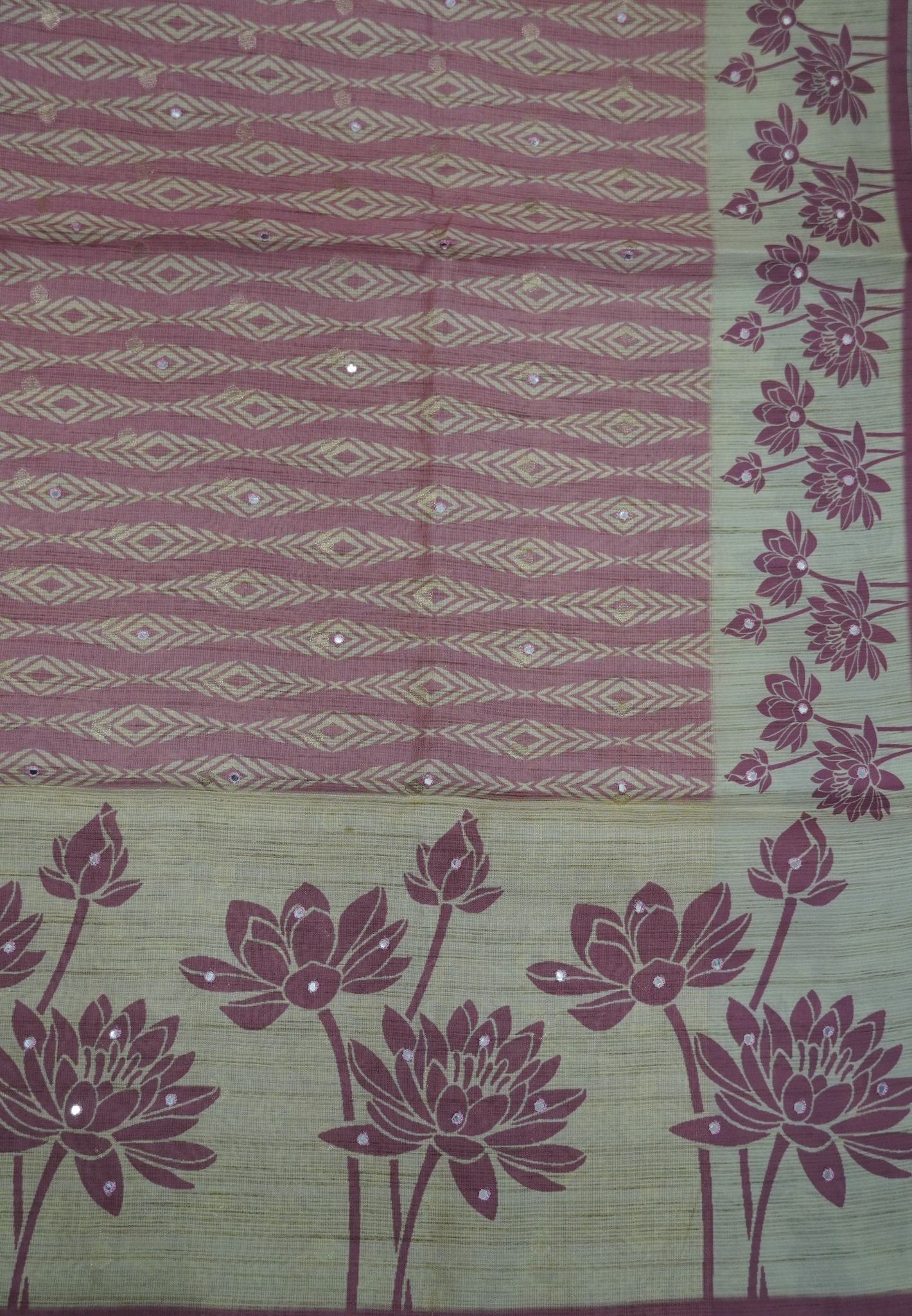 Tissue Kota Saree-Pink with Mirror Work