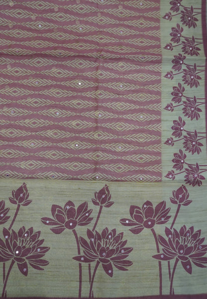 Tissue Kota Saree-Pink with Mirror Work