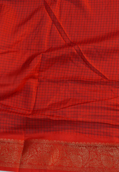 Semi Dola Saree-Green in Checked Pattern