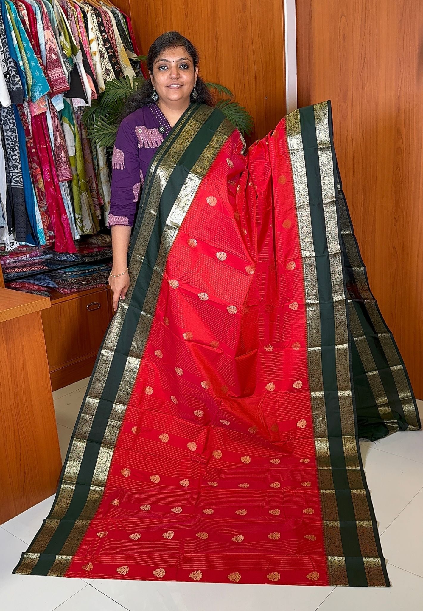 Budget Kanchipuram Silk Saree-Red