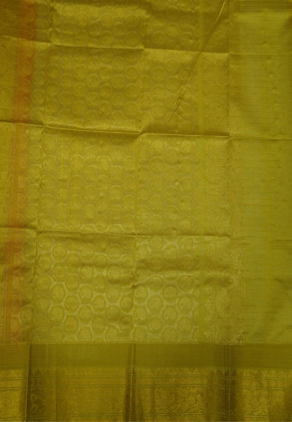 Pure Silk Cotton Saree-Peach Pink in Golden Zari Checks with Contrast Border