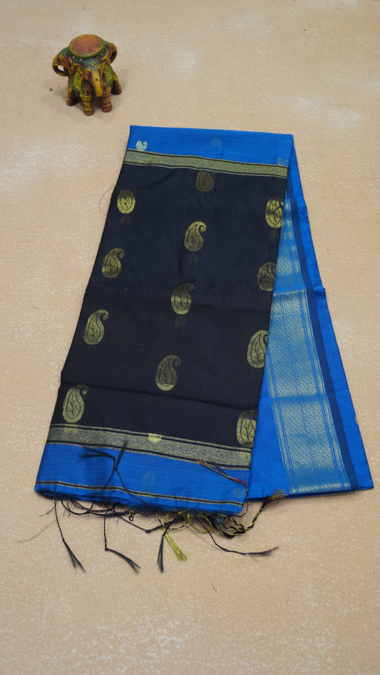 Maheswari Cotton Saree Manga Butta-Blue